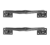 Tofficu 2pcs Sliding Barn Door Handles Heavy Duty Iron Gate Pull Handles 9.65inch Vintage Rustic Black Farmhouse Hardware for Cabin Thick Wooden Doors