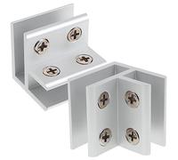 Tofficu 2pcs Small Glass Clamp 90-Degree Railing Bracket for Shower and Furniture Support Sturdy Glass Shelf Clip for Bathroom and Cabinet Use