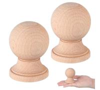 Tofficu 2pcs Solid Wood Ball Finials Unfinished Hardwood Decorative Finials for Furniture Staircase Newel Post Caps Indoor Stair Post Caps Wood Ball Finial for DIY Home Decor