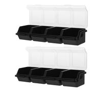 Tofficu 2pcs Stackable Plastic Screw Organizer Boxes with Transparent Lids Compact Compartment Storage Bins for Small Parts Hardware Garage Tool Cart Workbench and Organization