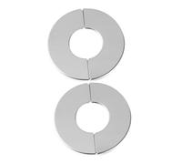 Tofficu 2pcs Stainless Steel Wall Flange Covers Split Hole Pipe Decoration Caps with Self Adhesive Tape Escutcheon Plates for Plumbing Valve and Pipe Surface Concealment