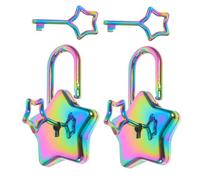 Tofficu 2Pcs Star Shaped Padlocks with Keys Mini Jewelry Box Locks for Diary Handbag Makeup Bag Portable Compact Design Sturdy Security for Suitcase Treasure Chest DIY Accessories