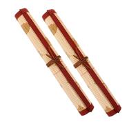 Tofficu 2pcs Vintage Bamboo Calligraphy Brush Wrap Elegant Paint Brush Holder for Artists and Beginners Organized Roll-up Case for Easy Portability and Protection