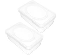 Tofficu 2pcs Wipes Storage Box Portable and Sturdy Pp Wipes Case with Lid Dustproof Holder for Bathroom and Crib Use