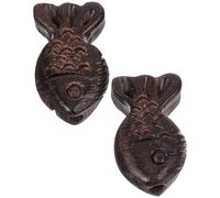 Tofficu 2pcs Wooden Fish Hanging Decor Keyring Hanging Ornament DIY Craft Accessories Black Wood Retro Vintage Style Decorative Fish Charms for Woodland Crafts