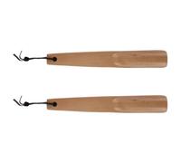 Tofficu 2pcs Wooden Shoe Horns with Cowhide Hanging Rope 26cm Shoe Lifter Tool for Home Use Prevents Foot Injury with Rational Bending Radian