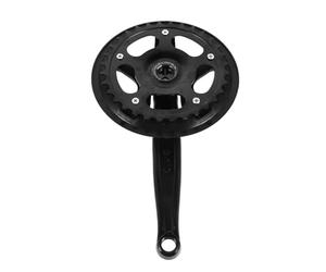 Tofficu 32t Mountain Bike Single Crankset Chainring Crank Set Black High-strength Alloy Plastic Iron Single Speed Design Versatile Compatibility Chain Guard for Mountain Bike Touring