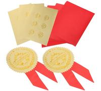 Tofficu 36pcs Gold Embossed Medal and Ribbon Stickers Set for Awards and Graduation Certificates, Paper Medal Decals for Adult Recognition and Incentive Decorations