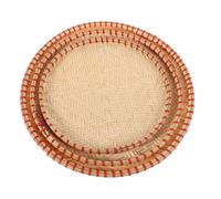Tofficu 3pcs Bamboo Serving Tray Woven Food Basket round Handmade Bamboo Woven Basket Tray Brown Traditional Elegance Versatile Use for Kitchen Elegant Serving
