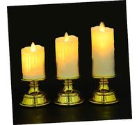 Tofficu 3pcs Battery Operated Flameless Candles with Base Flickering LED Window Candles for Home Decor Romantic Atmosphere for Valentine's Day Anniversary Birthday Plastic Material