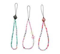 Tofficu 3Pcs Bohemian Style Phone Wrist Lanyard Creative Polymer Hanging Ornaments Anti-lost Bracelet Strap for Women Mobile Phone Decoration