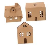 Tofficu 3pcs Cardboard House Craft Kit for Easy Assembly DIY Model with Paintable Surfaces Sustainable Paper Material for Preschool Art Projects and Group Activities