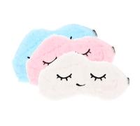 Tofficu 3pcs Cartoon Eye Mask Sleep Eye Patch Plush Satin Sponge Comfortable Shading Lovely Stylish Eye-catching Design for Home and Repose During Travel Random Color