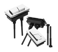 Tofficu 3pcs Dual Flush Toilet Push Button Replacement Silver Rectangular Plastic Flush Button for Toilet Tank Bathroom Spare Parts