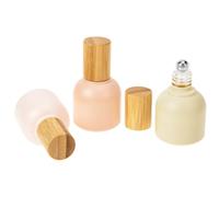 Tofficu 3pcs Empty Glass Roller Bottle 10ml Portable Essential Oil Roller Ball Bottles with Bamboo Lid Easier Dispensing Convenient for Travel for Outdoor Use and Fitting in Your Purse