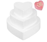 Tofficu 3pcs Heart Shaped DIY Cake Moulds Polystyrene Foam Cake Dummies Height Lightweight Reusable for Decorating Wedding Birthday Floral Arrangements