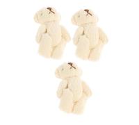 Tofficu 3pcs Mini Jointed Pearl Velvet Bear Dolls Plush for DIY Hat Scarf Clothing Decor Accessories in Lightweight and Craft Gifts