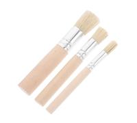 Tofficu 3pcs Round Bristle Paint Brush Set Pig Hair Stencil Brushes for Children and Diy Art Projects for Furniture and Craft Painting