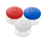 Tofficu 3pcs Round Toilet Button Pressers Minimalist Decorative Flush Tank Accessories Easy-Install Bathroom Helper in Blue White Red for Home Use