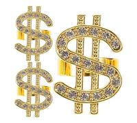 Tofficu 3pcs Sign Ring Index Finger Ring Hip Hop Metal Glossy and Shiny Not Easy to Rust Or Fade Rapper Movie Prop Stylish Golden Mark Shaped