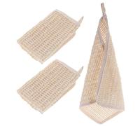 Tofficu 3pcs Soft Face Washcloths for Bathing and Whole Family Use, Absorbent Cotton and Ramie Material, Gentle Cleansing Washcloths for Face and Body in Khaki Colour