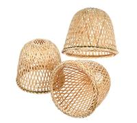 Tofficu 3pcs Vintage Rattan Lampshade Handmade Bamboo Light Cover for Hallways Cozy Warm Lighting Easy Installation Timeless Design Artisan Crafted for Home Decor