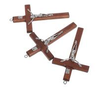 Tofficu 3pcs Wooden Cross Pendants Decorative Jesus Crucifix Charms for DIY Jewelry Making Spiritual Christian Ornaments for Home Decor and Prayers Elegant Finish