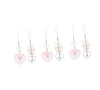 Tofficu 3sets Cute Phone Charms Aesthetic Heart Bow Keychain for Phones Bags Keys Lightweight Decor 2pcs*3