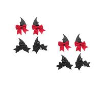 Tofficu 4 Pairs Halloween Hair Accessories Set Featuring Bat Wings and Demon Horns Clips with Bowknot, Lightweight Metal and Cloth Material, Secure Fit for Cosplay and DIY Decorations