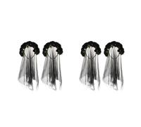 Tofficu 4 Pcs Black Rose Veil Headband with Lifelike Rose Accents and Tulle Mesh Veil, Elegant Gothic Hair Accessory for Halloween Party and Day the Dead Costume