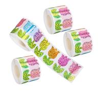 Tofficu 4 Rolls Holographic Tulip Flower Stickers Mini Colorful Self-Adhesive Labels for Envelope Sealing and Packaging Glittery Floral Seals for Weddings Birthdays Showers Per Roll