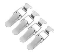 Tofficu 4 Sets Stainless Steel Right Angle Metal Latch Clasp Lock Spring Loaded Toggle Latch for Cabinets Drawers Boxes Secure Versatile Storage Buckle for Toolboxes