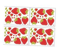 Tofficu 4 Sheets Removable Strawberry Wall Decal DIY Peel and Stick Decorative Art Stickers for Bedroom Nursery and Living Easy to Apply Smooth Surfaces Vibrant Home Decoration