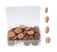 Tofficu 40 Pcs Decorative Wooden Head Push Pins Flat Head Thumb Tacks for Cork Boards Map Photos Calendar Office Craft Projects with Large for Secure Notice Board Pinning