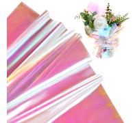 Tofficu 40 Sheets Iridescent Cellophane Wrap for Crafts and Candy Wrapping, Colourful Flower Bouquet Wrapping Film, 50 Cm X 60 Cm Decorative Wrap Paper