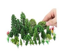 Tofficu 40pcs Mixed Miniature Model Trees for DIY Crafts Small Pine and Bush Scene Accessories for Train Scenery Fairy Village Micro Landscape Building and Handmade Decor