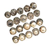 Tofficu 40pcs Pearl Buttons Sewing Beads Assorted Round Decorative Buttons with Five-Petal Rhinestone Flowers for Clothes Accessories DIY Crafts