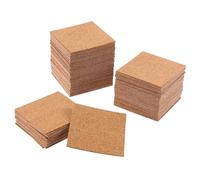 Tofficu 40pcs Self-adhesive Cork Squares Table Mat Coasters with Anti-slip Surface and Writable Vintage Style, for DIY Crafts and Base for Potted Plants, 100mm X 2mm Thick