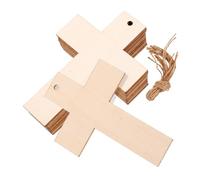Tofficu 40pcs Unfinished Wooden Cross Cutouts Small Blank Crosses for DIY Crafting Wedding Decorations Thanksgiving Christmas Ornaments Handmade Bookmarks with Hanging Tags for Home Party