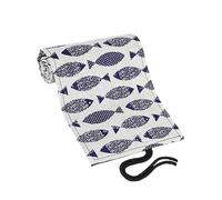 Tofficu 48-Slot Canvas Pencil Roll Wrap Organizer Saury Pattern, Portable Cotton-Linen Drawing Pencil Pouch for Artists and Students