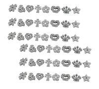 Tofficu 48pcs DIY Jewelry Beads Alloy Loose Beads for Crafting Necklaces and Keychains for Creative Projects and Personal Accessories