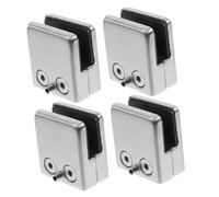 Tofficu 4pcs Adjustable Stainless Steel Glass Shelf Brackets for Thick Glass Wall Mounted Holder with Non-Slip Gaskets for Kitchen Bathroom Display Cabinets and Shower Rooms