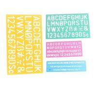 Tofficu 4pcs Alphabet Stencil Rulers for Colorful Plastic Graffiti Drawing Templates with Numbers and Symbols Learning Tools for Painting and DIY Crafts Random Color