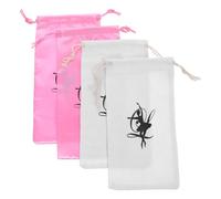 Tofficu 4pcs Ballet Dance Shoe Bags Drawstring Storage Organizer for Ballet Shoes Canvas and Satin Material Easy to Close and Open
