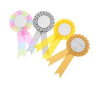Tofficu 4pcs Celebration Rosette Badge Ribbons Set with Orange, Gold, Silver Colors for Prize Awards, First Place Recognition, Classroom and Party Decorations
