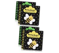 Tofficu 4pcs Cloth Books High Contrast Educational Toys for Boy Girl Feel Books Learning Fun Insects Alphabet Safe Washable Newborn Presents