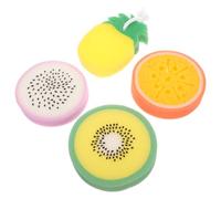 Tofficu 4pcs Fruit-Shaped Bath Sponges Set - Natural Sea Sponge Shower Body Scrubber with Exfoliating Pineapple, Dragon Fruit, Orange, and Green Fruit Designs for Bathing and Shower Care