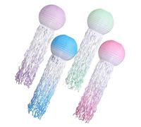 Tofficu 4pcs Gradient Color Jellyfish Paper Lanterns with Long Tassels Bright Birthday Party Decorations for Indoor Outdoor Festival Warm Ocean Theme Hanging Decor Purple Blue Pink Green