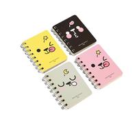 Tofficu 4pcs Mini Cartoon Notepad Pocket Travel Journal Notebook with Memo Pad Cute Pink Yellow Gray Black Mini Note Books for School Office Daily Use