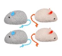 Tofficu 4pcs Plush Cat Mouse with Catnip, Indoor Bite-resistant Chew for Kittens and Cats, Sturdy Interactive Pet Set (2 Dark Gray + 2 Beige Brown)